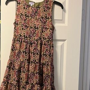 Blueberi Boulevard Floral Kids Dress - Pink and Black